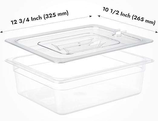 CURTA 6 Pack NSF Notched Food Pan Cover, 1/2 Size Clear Polycarbonate Lid - Image 2
