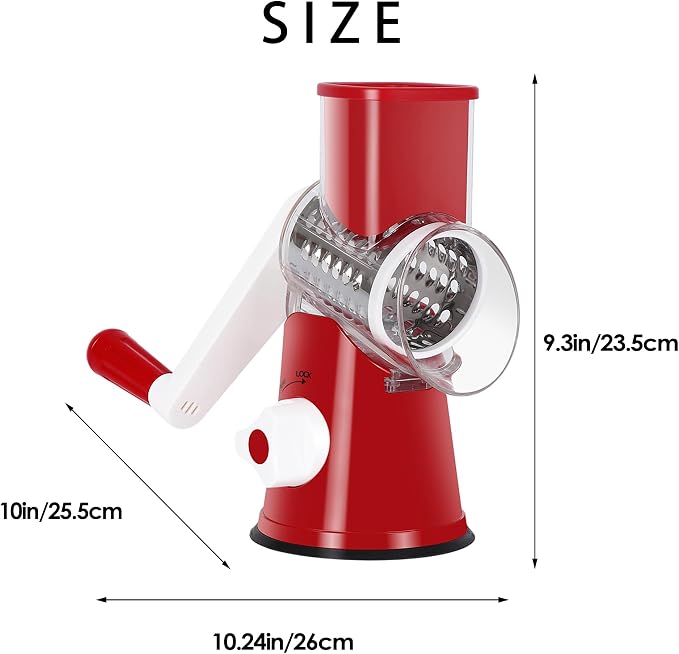 Ourokhome Rotary Cheese Grater Hand Crank, Kitchen Shredder Speed Mandolin - Image 8