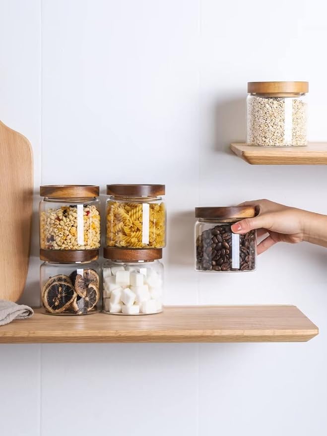 Kanwone Glass Storage Jars Set of 6, 17 Ounce Airtight Food Storage Containers - Image 4