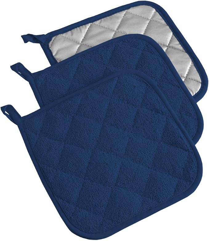 DII Basic Terry Collection Quilted 100% Cotton, Nautical Blue, 3 Piece by DII