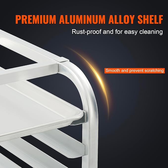 VEVOR 10-Tier Bun Pan Rack, Aluminum Racking Trolley Storage - Image 6