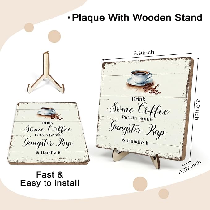 Coffee Bar Sign Plaque for Coffee Station, Vintage Cafe Sign Decor for Kitchen - Image 2