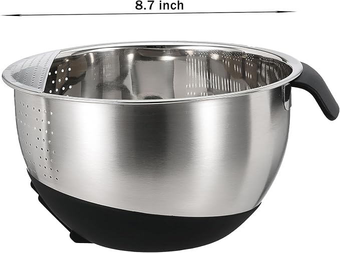 Rice Washing Bowl with Strainer Quinoa Washer Bowl, Stainless Steel Side - Image 3