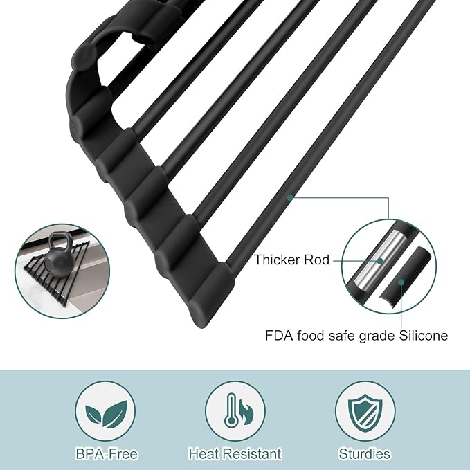 MERRYBOX Triangle Roll Up Dish Drying Rack Over The Sink, 2025 Anti-Rust Sink - Image 4