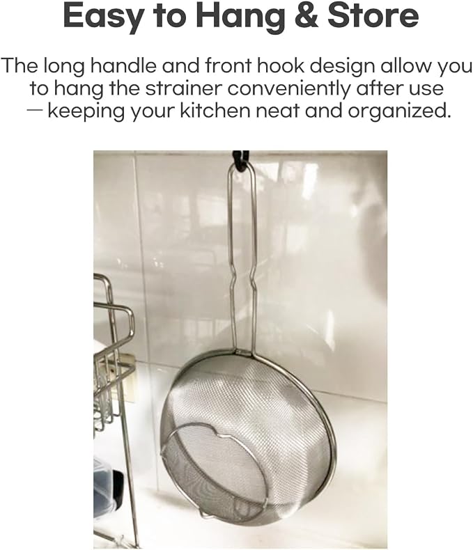 8″ Stainless Steel Fine Mesh Strainer - Image 4