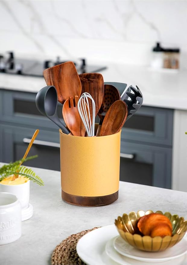 Nucookery 360°Rotating Utensil Holder, 7.2" Large Utensil Crock, Farmhouse - Image 6