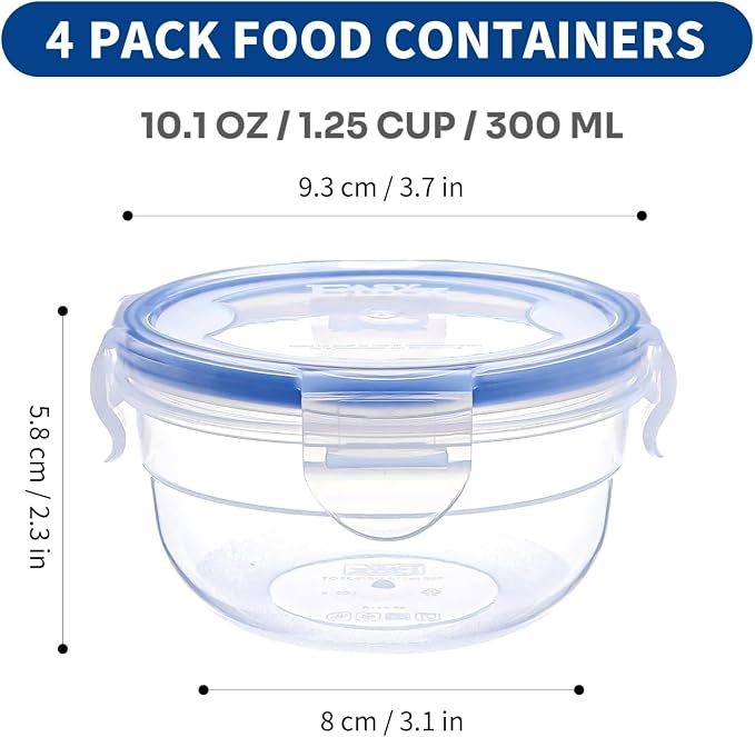 KIGI Small Plastic Bowls with Lid, Leak Proof Round Food Storage Container Set - Image 4