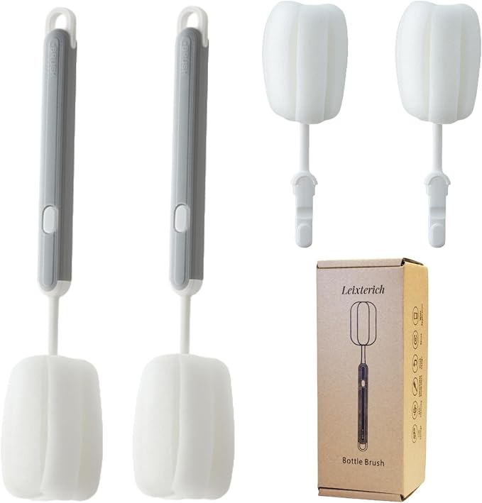 Bottle Brush Long Handle Cup Cleaner Brush Sponge Bottle Scrubber Detachable by Unknown