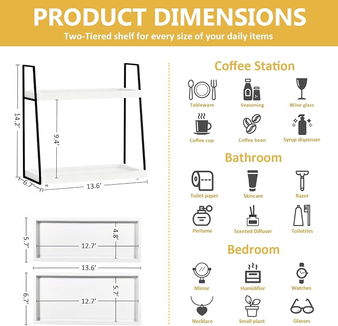 Countertop Coffee Station Organizer, 2 Tier Large Coffee Bar Organizer - Image 2
