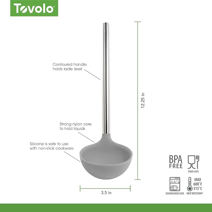 Tovolo Silicone Ladle With Stainless Steel Handle Deep Soup Ladle - Image 6