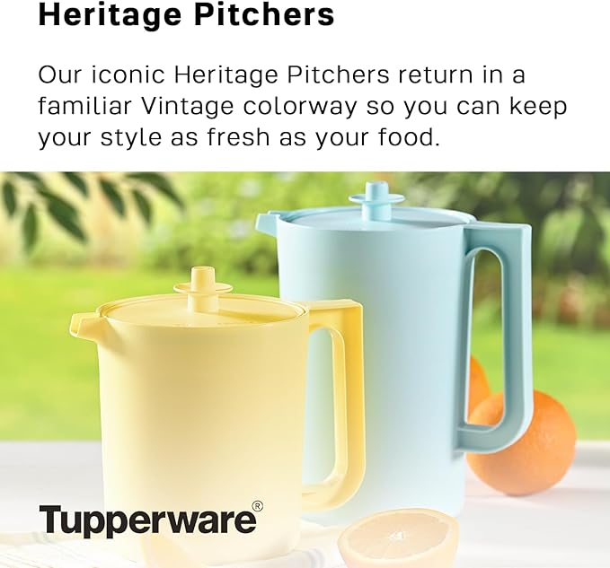 Tupperware Heritage Pitcher Set in Vintage Blue and Yellow Colors, Dishwasher - Image 2