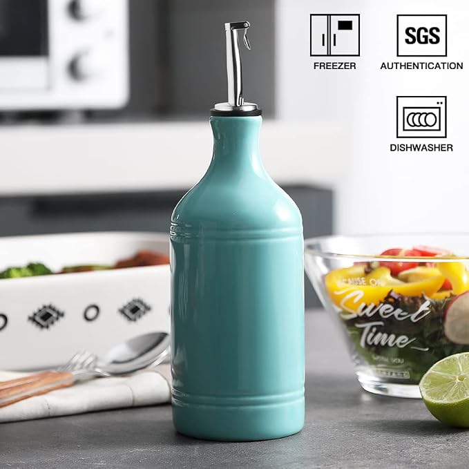 Sweejar Ceramic Olive Oil Dispenser Bottle, Opaque Oil Cruet Protects to Reduce - Image 2