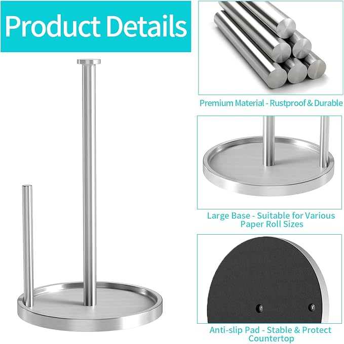 Paper Towel Holder Countertop, Standing Paper Roll Holder - Image 4