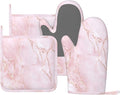 Oven Mitts and Pot Holders Light Pink Marble Art Silicone Kitchen Accessories by DADABULIU