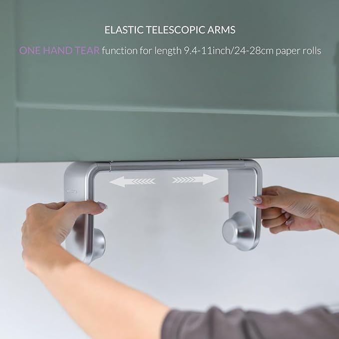 simpletome Paper Towel Holder ONE Hand Tear Adaptive Tension Arm Adjustable - Image 4