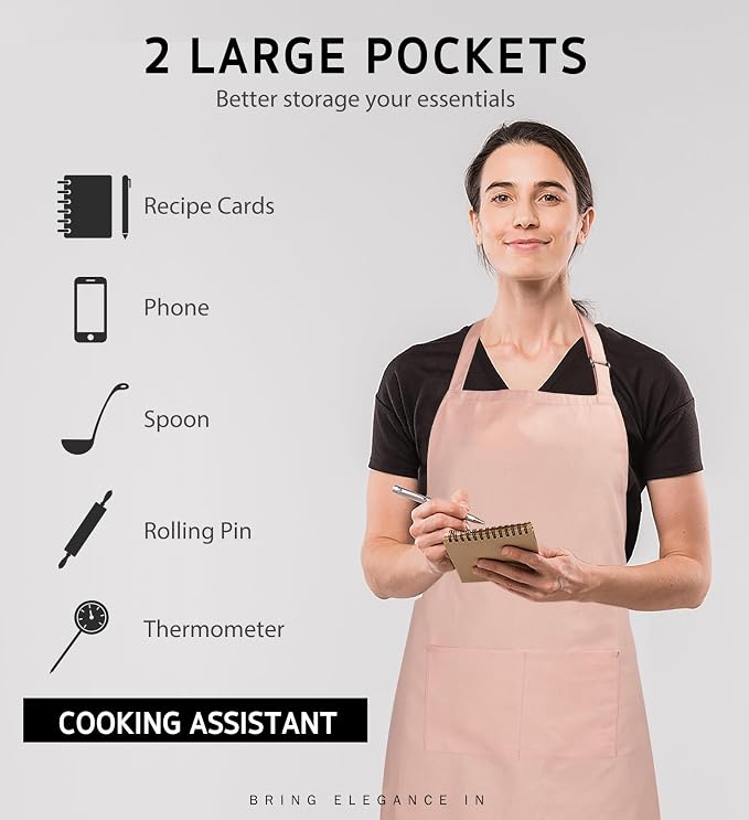 Syntus Apron for Men Women, Adjustable Cooking Kitchen Chef Aprons - Image 4