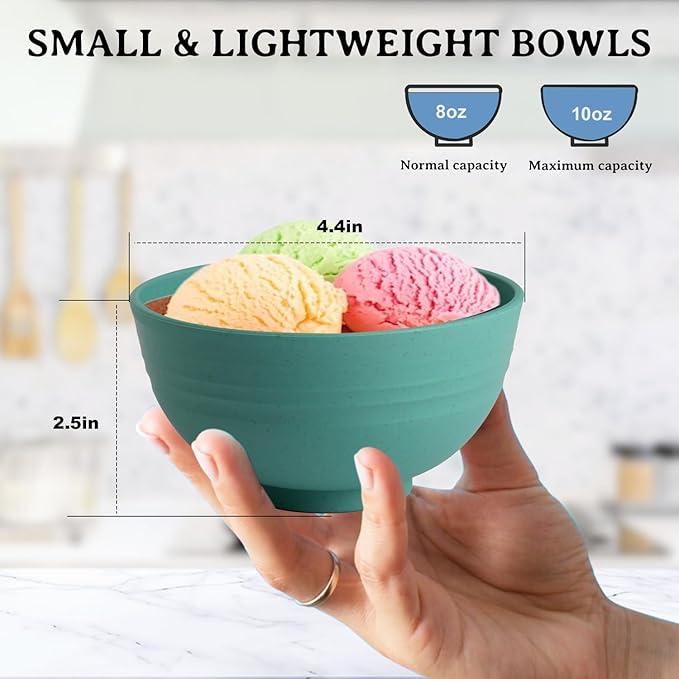 Wheat Straw Bowls Set of 8, Microwave and Dishwasher Safe, Unbreakable and - Image 2