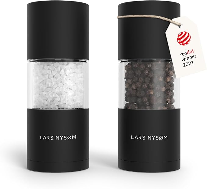 LARS NYSØM Salt and Pepper Grinder Set, Manual Salt and Pepper Mills by LN