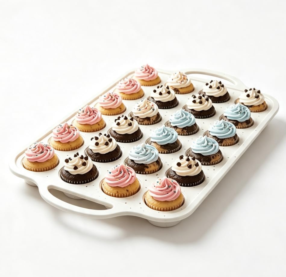 2 Pack 24 Cup Mini Muffin Pan, Nonstick Silicone Baking