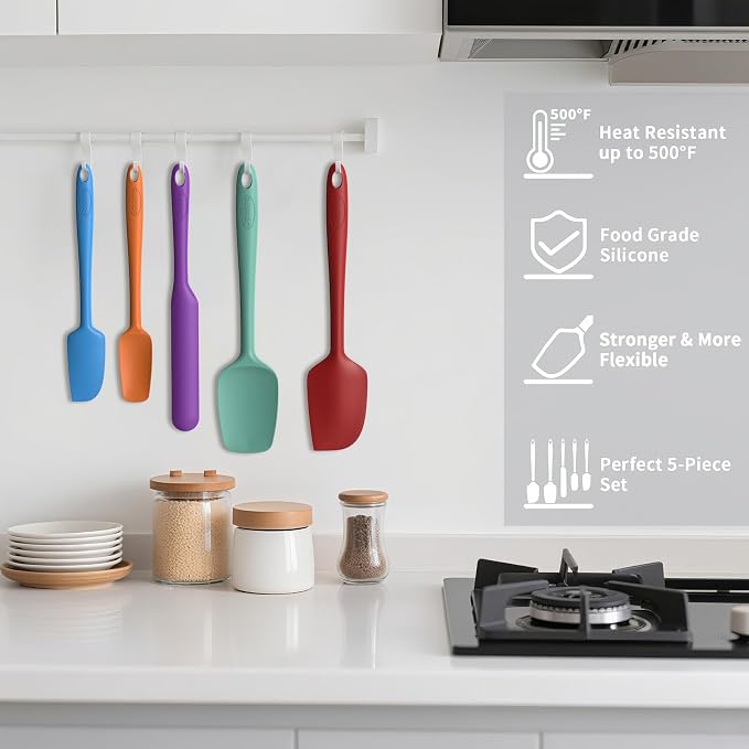 Coukre Silicone Spatula Set of 5, High Temperature Resistant, Food Grade - Image 4