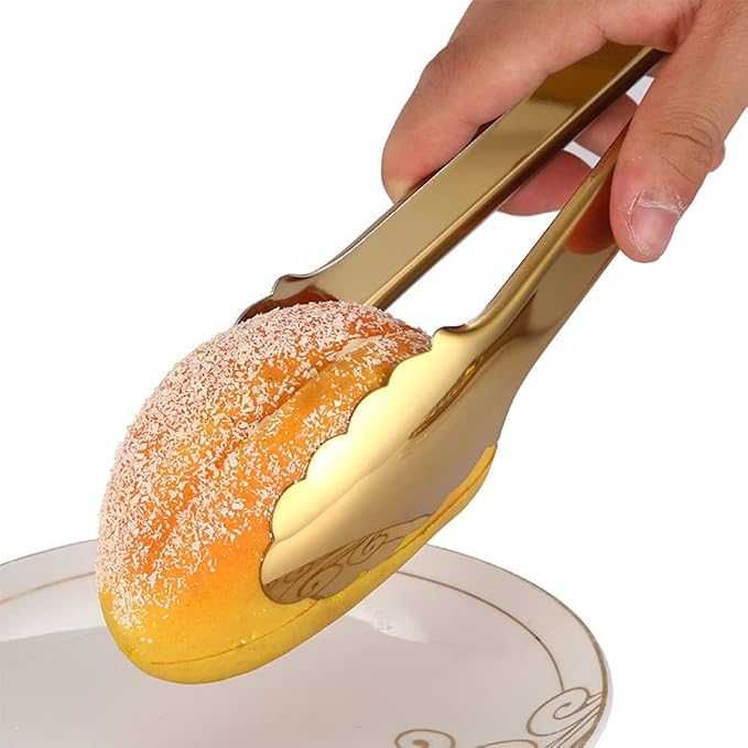 2 Pack Gold Serving Tongs Gold Serving Utensils Salad Tongs Buffet Tongs - Image 5