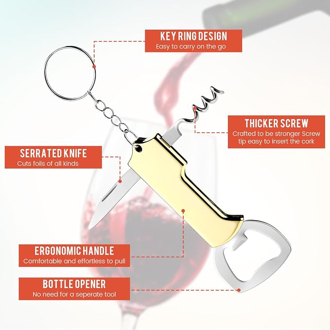 Ziliny 24 Pcs Bottle Opener Keychain Bulk Wine Bottle Beer Opener Keychain - Image 2