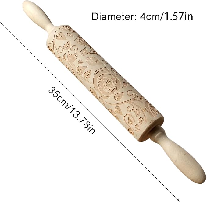 Ragyzity Wooden Embossed Rolling Pin - Image 2