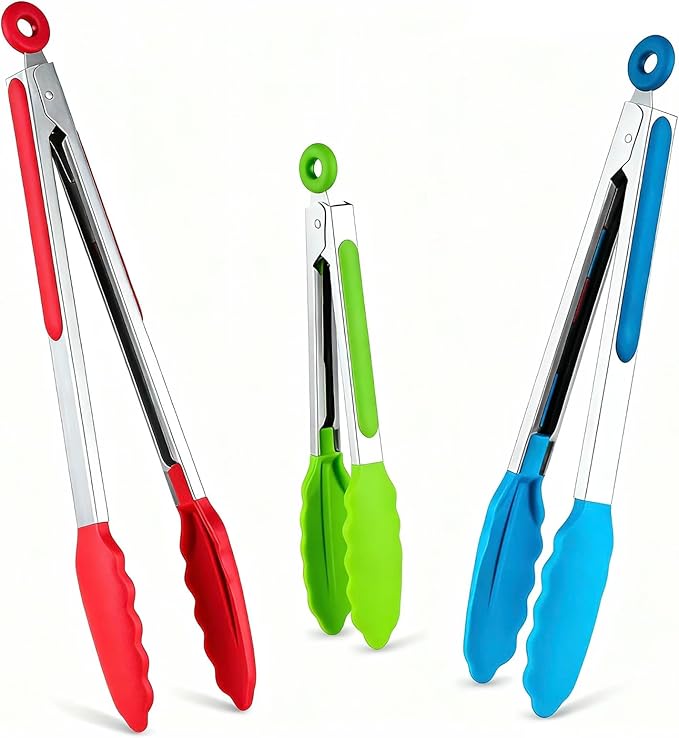 Kitchen Tongs Set of 3, Cooking Tongs by DAILYKISN