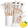 19 PCS Kitchen Cooking Utensils and Knife Set with Holder Block