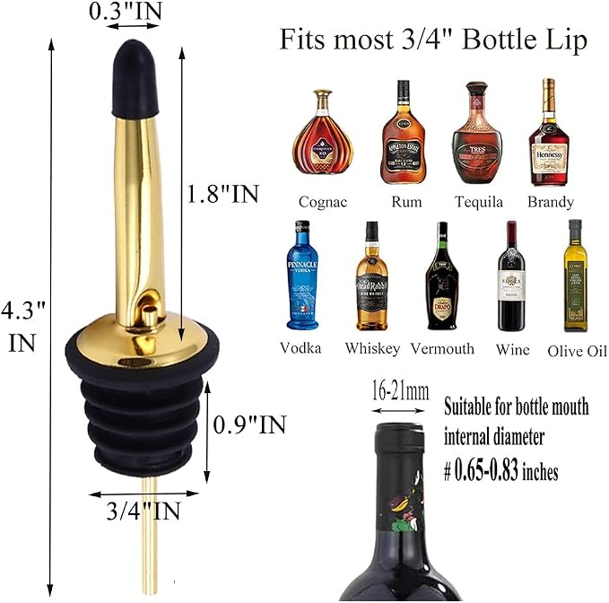 Pafusen 6 Pack Liquor Bottle Pourers, Liquor Pour Spout - Image 5