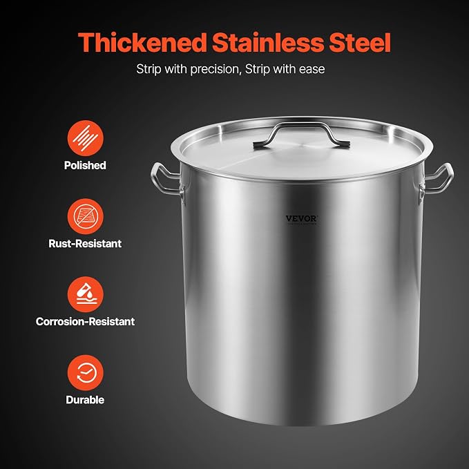 VEVOR Stainless Steel Stockpot, 100 Quart Large Cooking Pots, Cookware Sauce Pot - Image 3