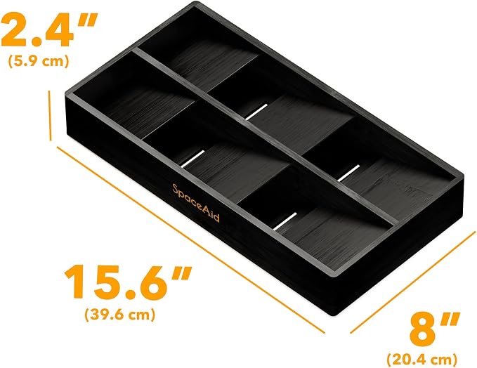 SpaceAid Bamboo Silverware Drawer Organizer - Image 7