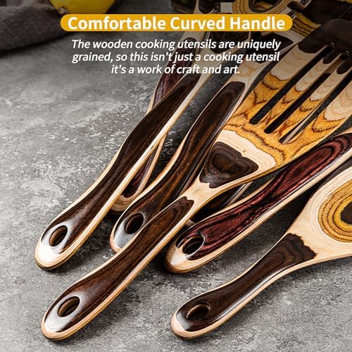 Gudamaye 7-Piece Brown Pakkawood Utensil Set