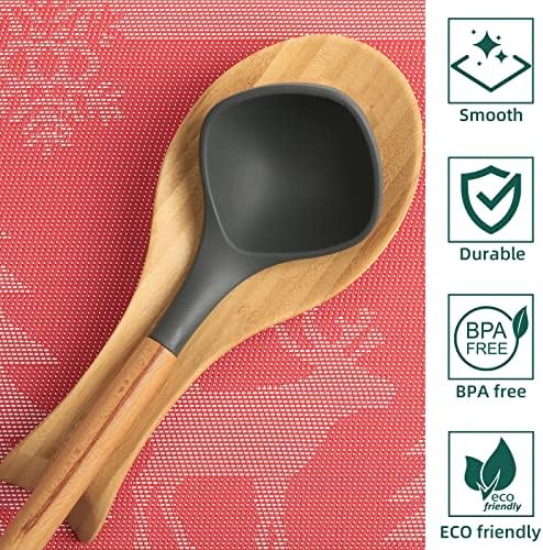Spoon Rest for Stove Top, Bamboo Wood Spoon Holder for Kitchen