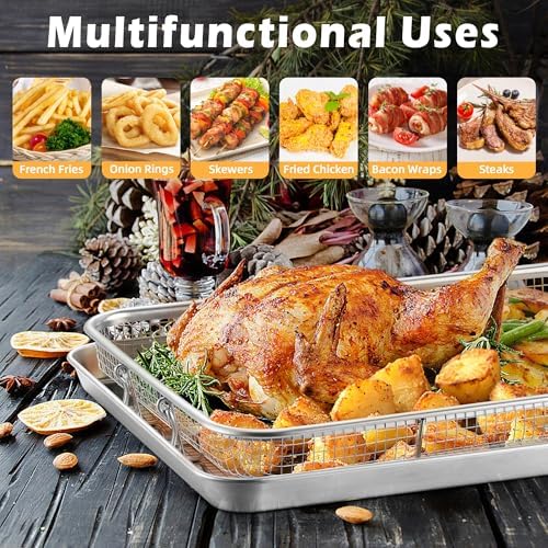 TeamFar Air Fryer Basket for Oven, 16"x12" & 12.5"x9.6" Air Fryer