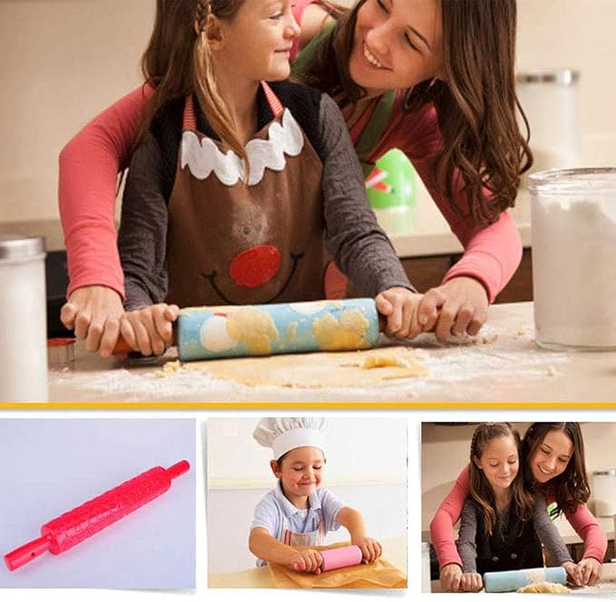 8pcs Colourful Cake Decorating Embossed Rolling Pins, Textured Non-Stick - Image 6