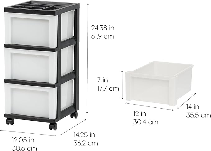 IRIS USA Plastic Drawer Storage Organizer Rolling Cart, - Image 2