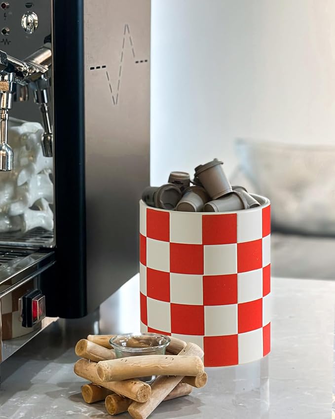 Utensil Holder, 7.2 Inch Checkered Utensil Holder, Ceramic Cooking Utensil - Image 6