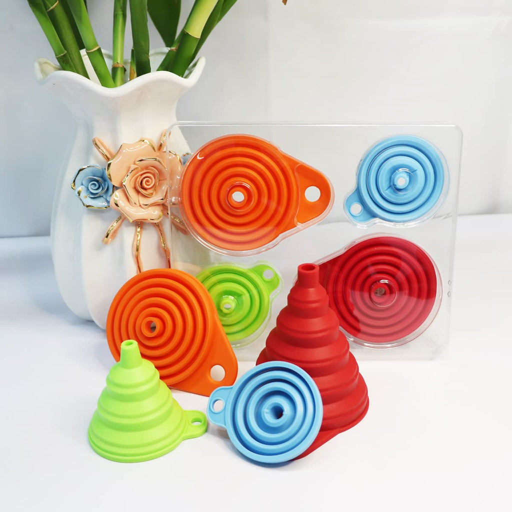 KongNai Kitchen Funnel Set 4 Pack, Small and Large, Kitchen Gadgets