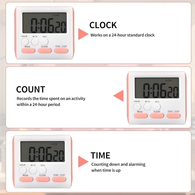 Mudder 3 Pack Digital Kitchen Timer - Image 3
