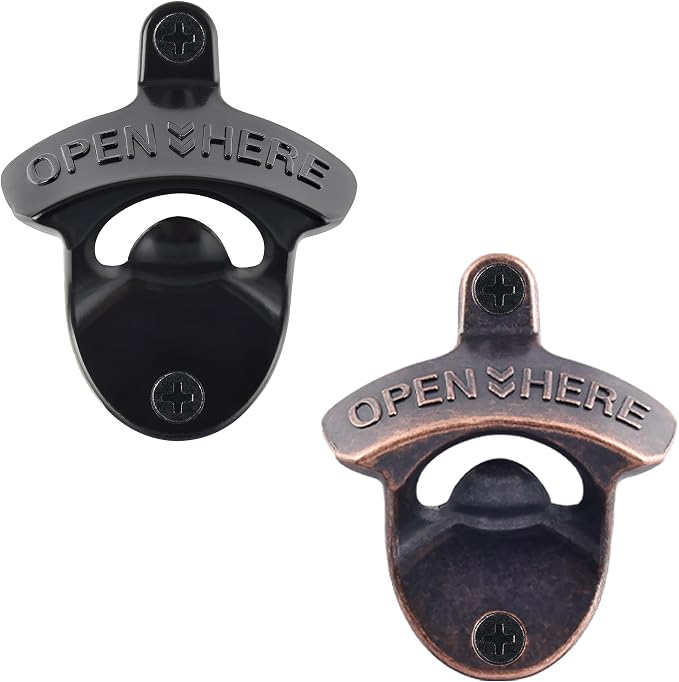 Old Fashion Bottle Opener Wall Mounted Stainless OPEN HERE Black Screw in Wall by Wallmountedbottleopener