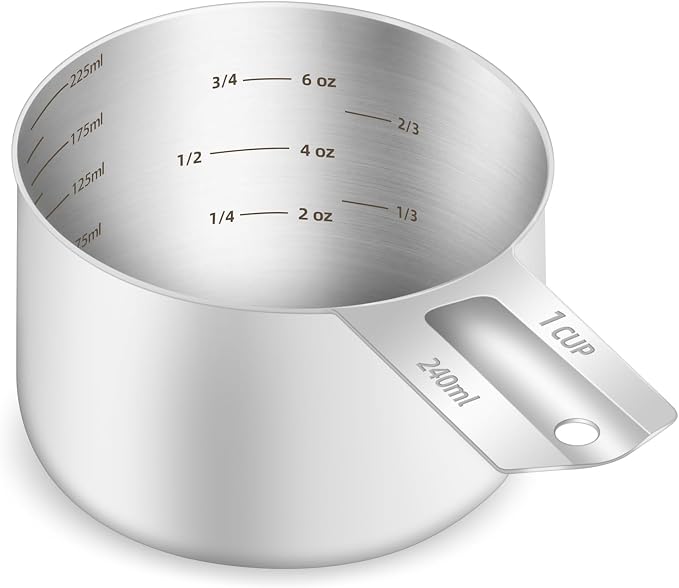 1PCS 1Cup Single Measuring Cup, Etched Inner Scale Stainless Steel Measure Scoop by BERYLER