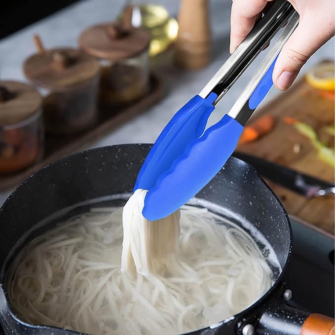 HINMAY Small Tongs with Silicone Tips 7-Inch Serving Tongs - Image 5