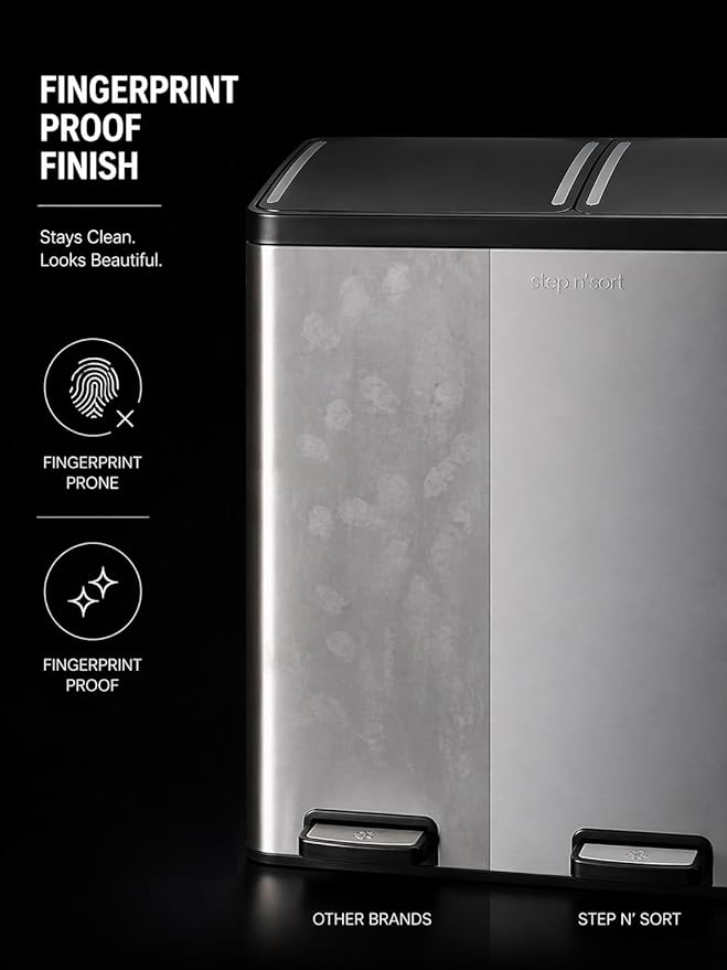 Step N' Sort The 18.5 Gallon Extra Large Capacity, Dual Trash and Recycling Bin - Image 3