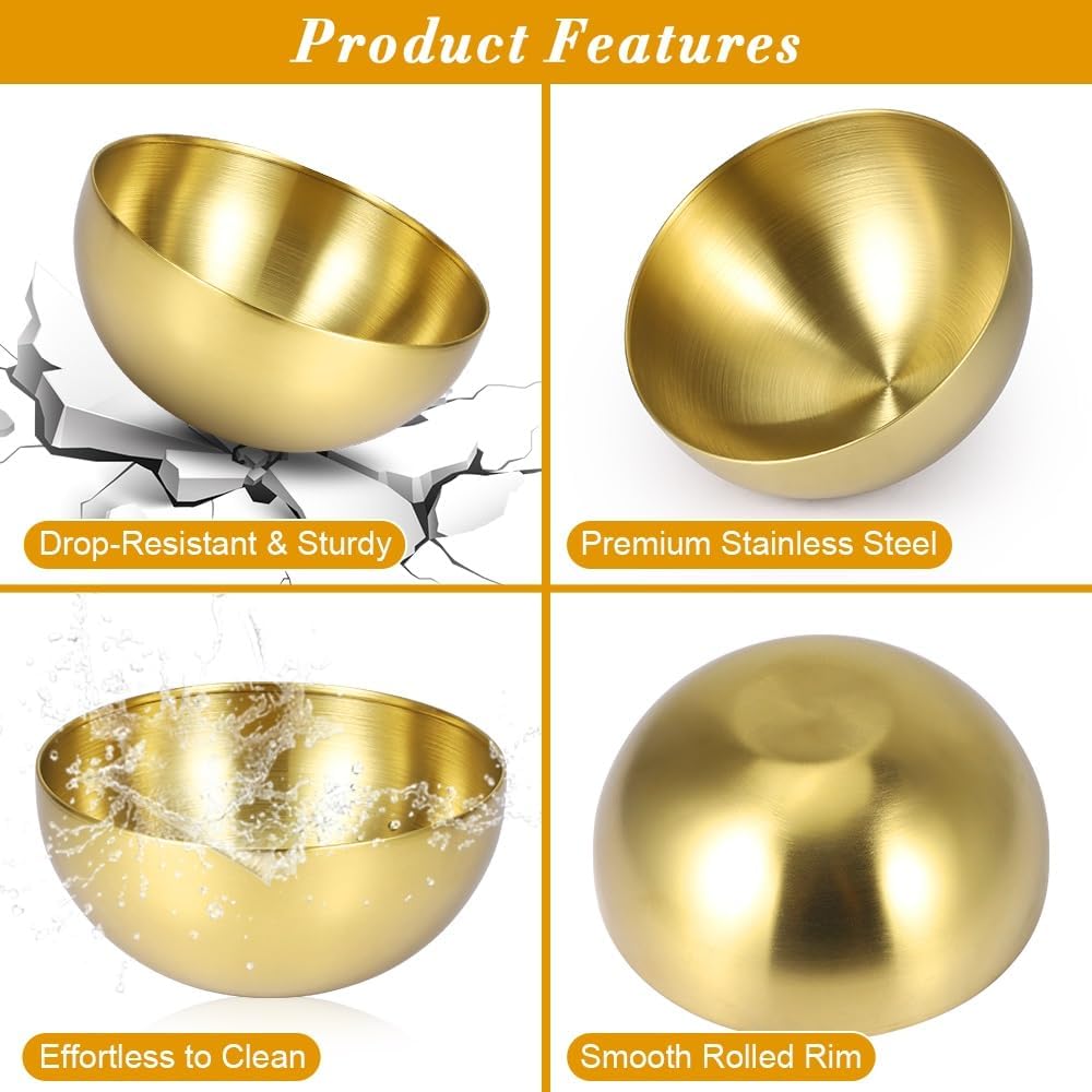 10-Pack Mixing Bowls, Gold Stainless Steel 5.9 Inch – Decorative Metal