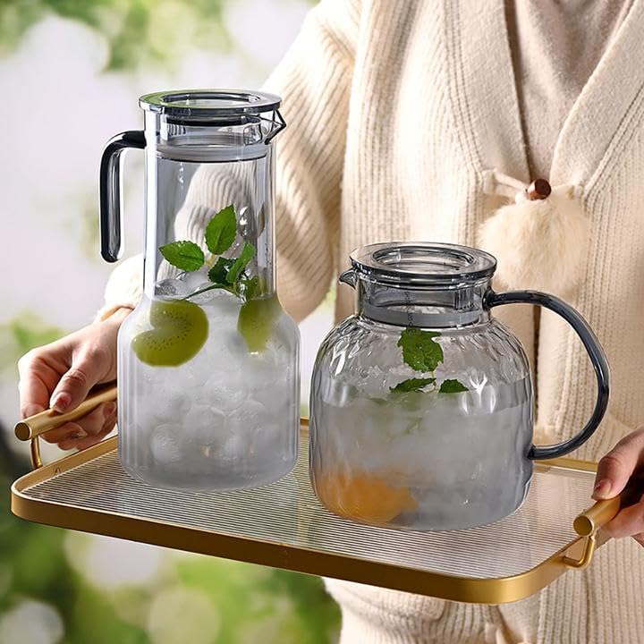 Acrylic Drink Pitcher with Lid and Spout, 50oz Clear Plastic Water