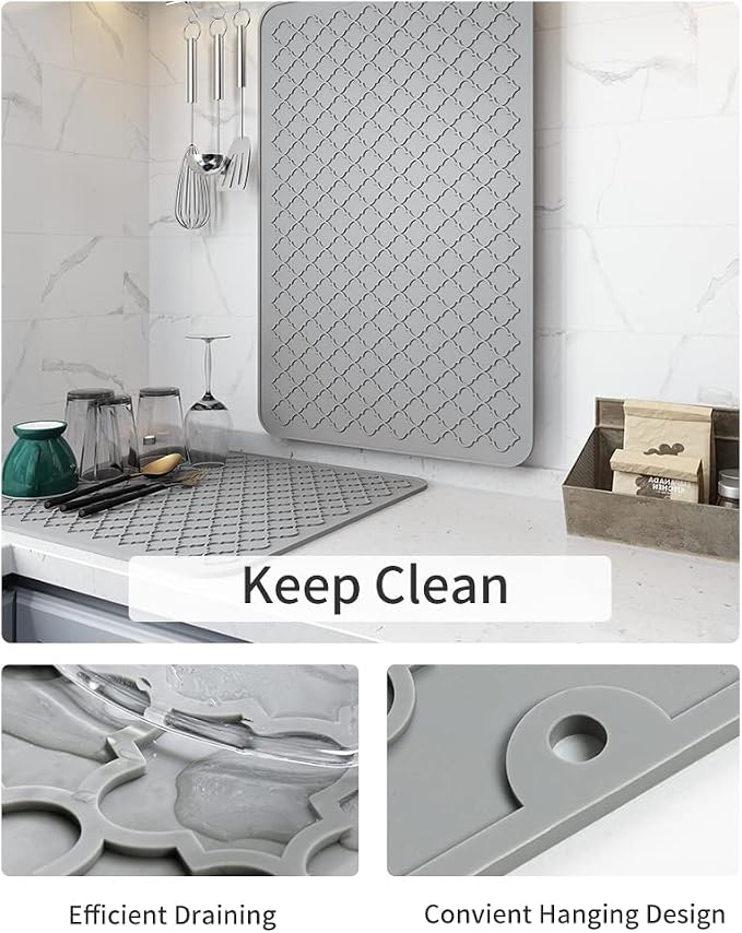 AMOAMI-Dish Drying Mats for Kitchen Counter-Silicone Dish Drying Mat-Kitchen - Image 2