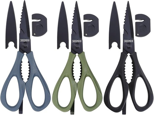 3-pack Kitchen Scissors All Purpose, Heavy Duty Kitchen Shears by SADOMAIN