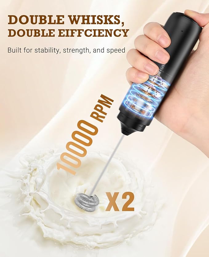 SIMPLETASTE Milk Frother Handheld Electric Foam Maker, Drink Mixer - Image 2