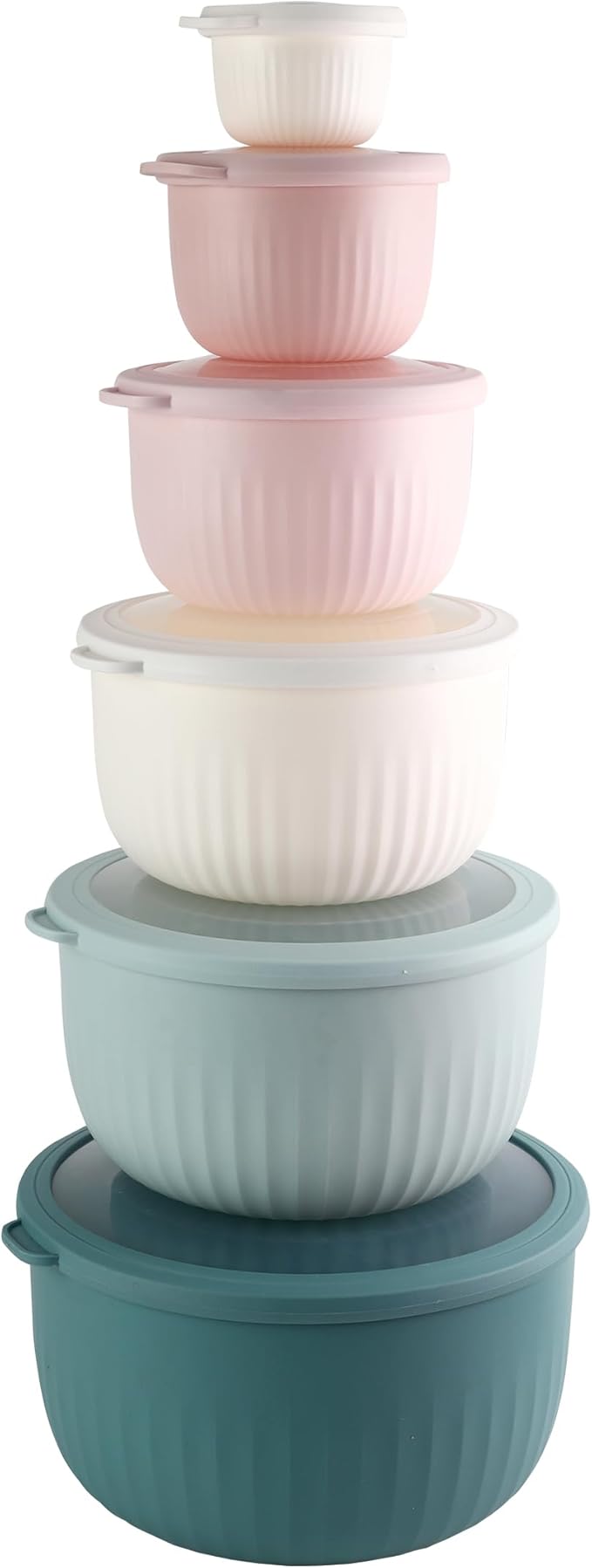 COOK WITH COLOR Prep Bowls with Lids- Wide and Deep Nesting Plastic Small by CookwithColor